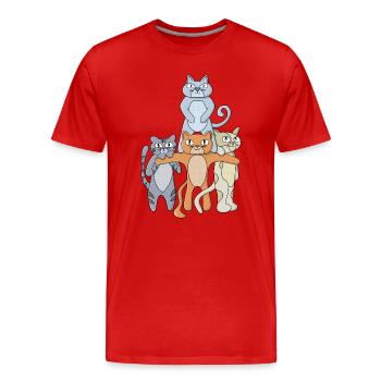 Les chats géniaux - T-shirt bio Premium Homme - rouge - Devant - Damien (186cm)