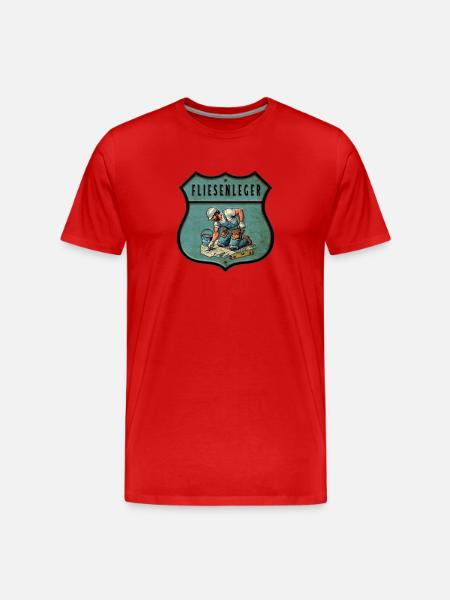 Fliesenleger Wappen Design - Männer Premium Bio T-Shirt - Rot