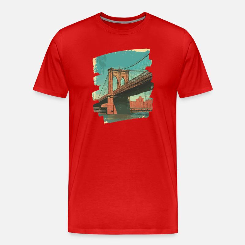 Brooklyn Bridge - Männer Premium Bio T-Shirt - Rot