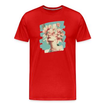 Printemps Printemps Début Fleurs - T-shirt bio Premium Homme - rouge - Devant - Damien (186cm)