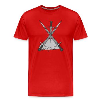 Schwert Schwerter Mittelalter Märchen Ritter - Männer Premium Bio T-Shirt - Rot - Vorne - Damien (186cm)