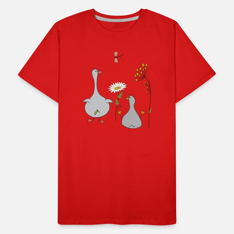 Oies dans le pré T-shirt bio Premium Homme