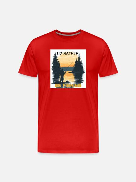 I'D RATHER BE FISHING SUNSET - Men's Premium Organic T-Shirt - red