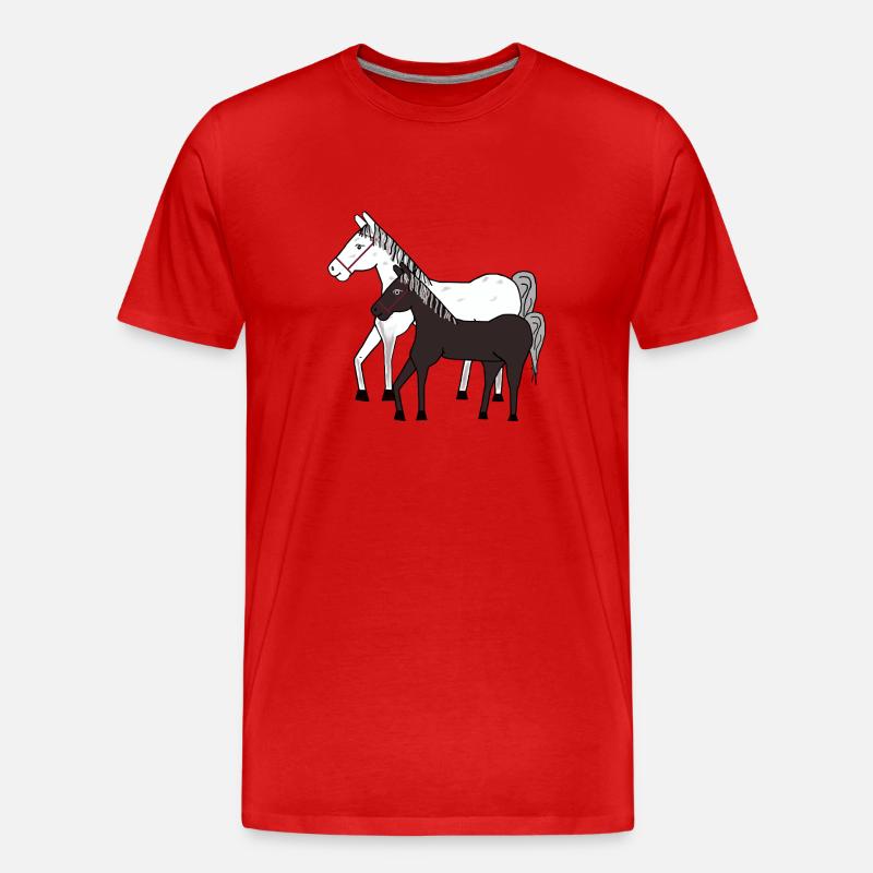 Pferd Pferde Pony - Männer Premium Bio T-Shirt - Rot