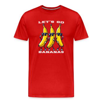 Drôle Let’s Go Bananas - T-shirt bio Premium Homme - rouge - Devant - Damien (186cm)