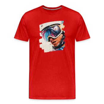 Snowboarder poudreuse - T-shirt bio Premium Homme - rouge - Devant - Damien (186cm)