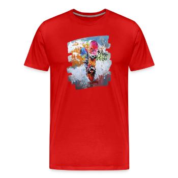 Snowboarder poudreuse - T-shirt bio Premium Homme - rouge - Devant - Damien (186cm)
