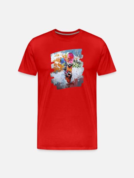 Snowboarder poudreuse - T-shirt bio Premium Homme - rouge