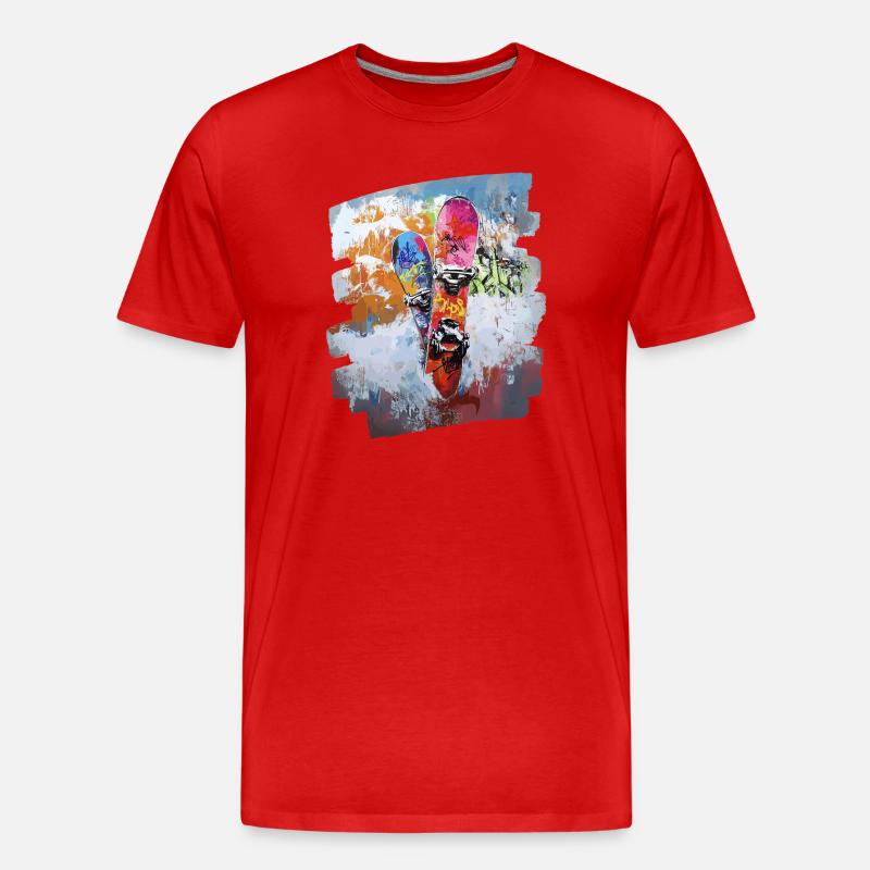 Snowboarder Pulverschnee - Männer Premium Bio T-Shirt - Rot
