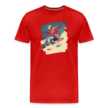 Snowboarder poudreuse - T-shirt bio Premium Homme - rouge - Devant - Damien (186cm)