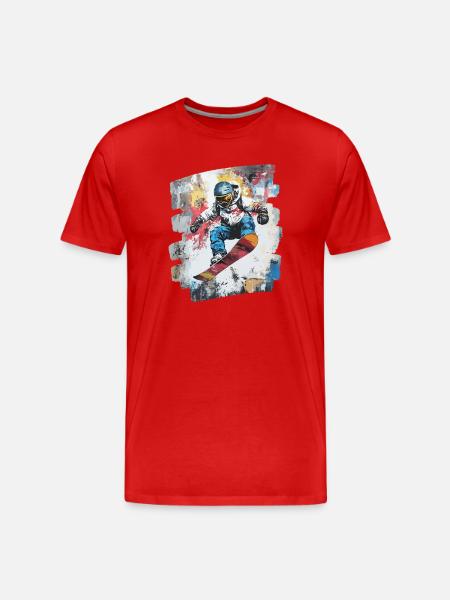 Snowboarder poudreuse - T-shirt bio Premium Homme - rouge
