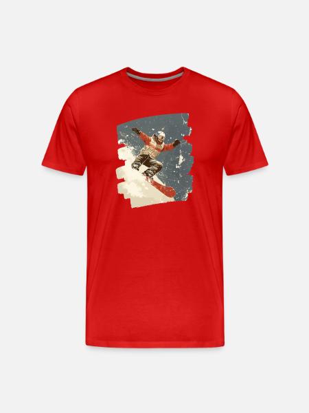Snowboarder poudreuse - T-shirt bio Premium Homme - rouge