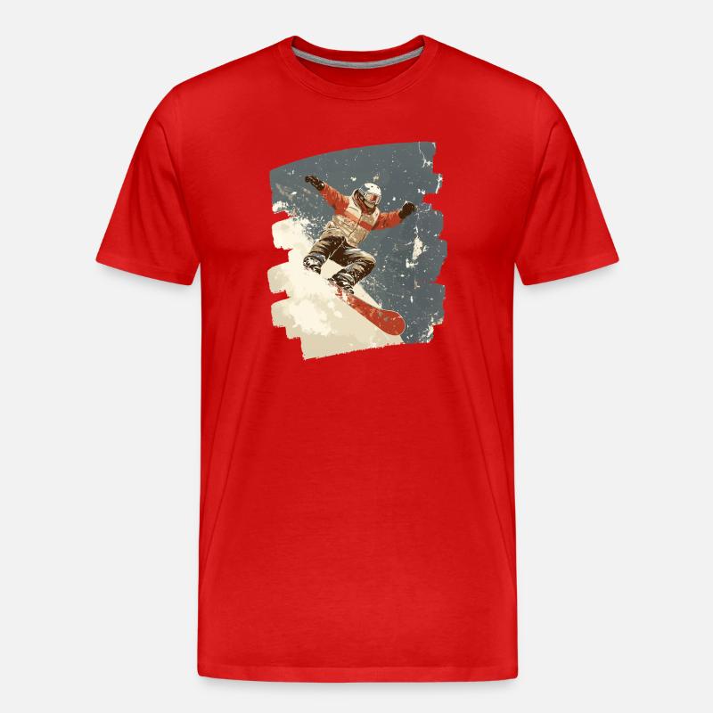 Snowboarder Pulverschnee - Männer Premium Bio T-Shirt - Rot