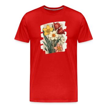 Printemps Printemps Début Fleur Fleurs - T-shirt bio Premium Homme - rouge - Devant - Damien (186cm)