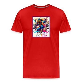 Hip-Hop Vibes – Rappeur avec micro - T-shirt bio Premium Homme - rouge - Devant - Damien (186cm)