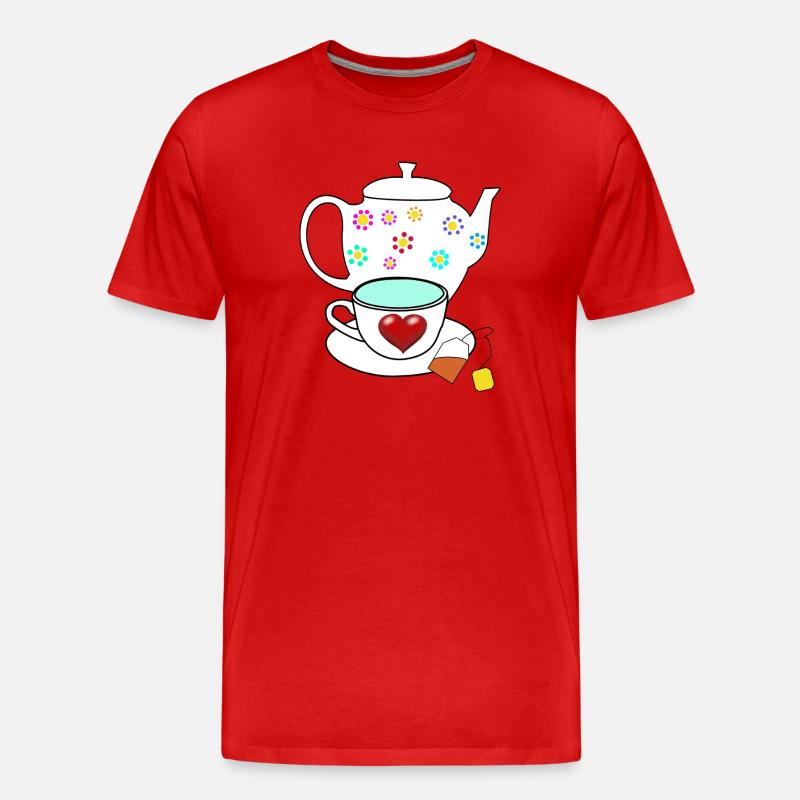 Tee Teekanne Teebeutel Tasse - Männer Premium Bio T-Shirt - Rot