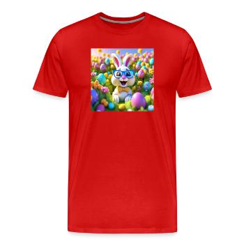 Ostern, Ostern, Frohe Ostern, Schokoladeneier - Männer Premium Bio T-Shirt - Rot - Vorne - Damien (186cm)