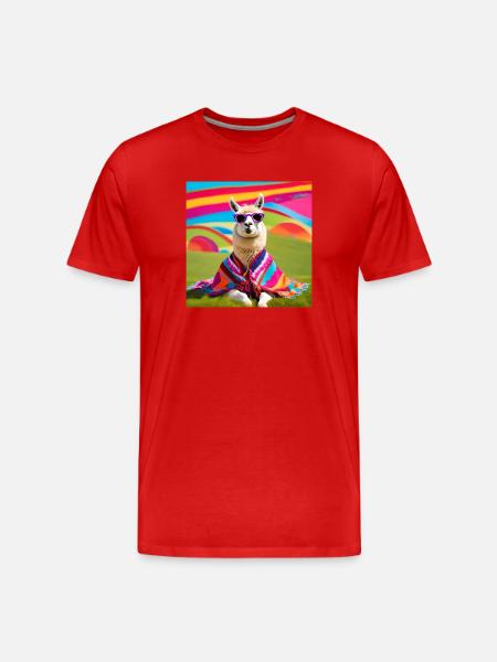 Llama, Alpaca, Llama Humor - Men's Premium Organic T-Shirt - red