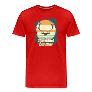 Härzbluetbündner Graubünden Switzerland - Men's Premium Organic T-Shirt - red - Front - Damien (186cm)