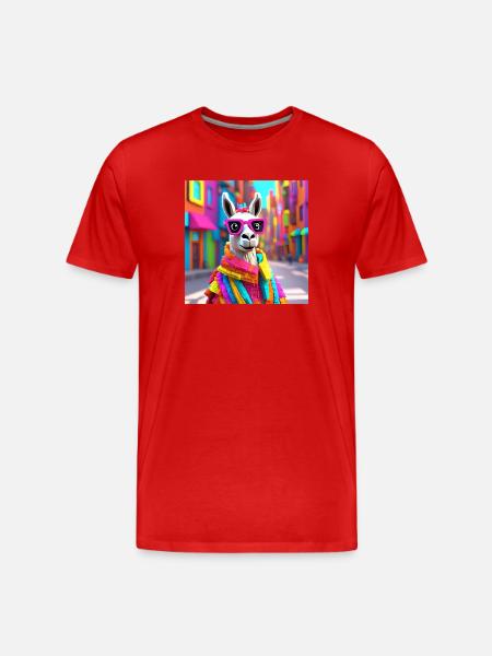 Llama, Alpaca, Funny Llama - Men's Premium Organic T-Shirt - red