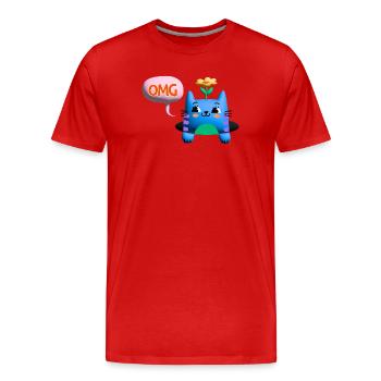 OMG Cat cute 3d bubble - Männer Premium Bio T-Shirt - Rot - Vorne - Damien (186cm)
