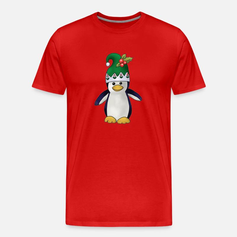 Wichtelpinguin - Männer Premium Bio T-Shirt - Rot