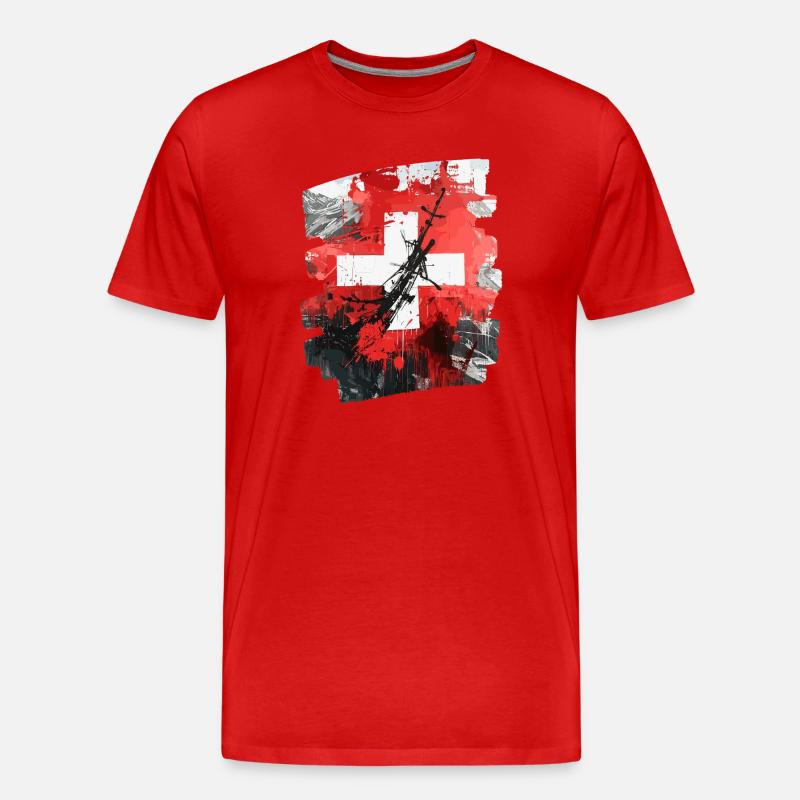Schweizer Flagge Schweiz - Männer Premium Bio T-Shirt - Rot