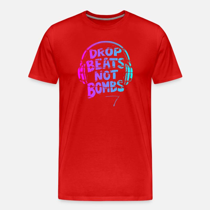 Drop Beats Not Bombs pink cyan - Männer Premium Bio T-Shirt - Rot