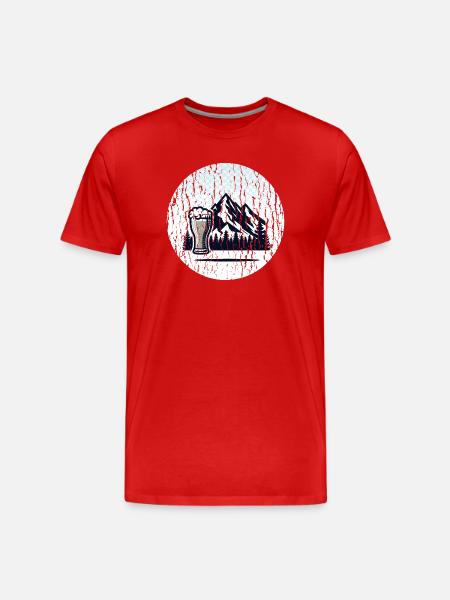 Berglandschaft mit Bierglas - Männer Premium Bio T-Shirt - Rot