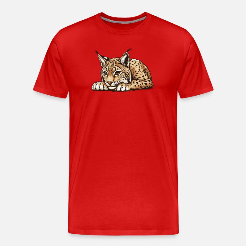 Luchs - Männer Premium Bio T-Shirt - Rot