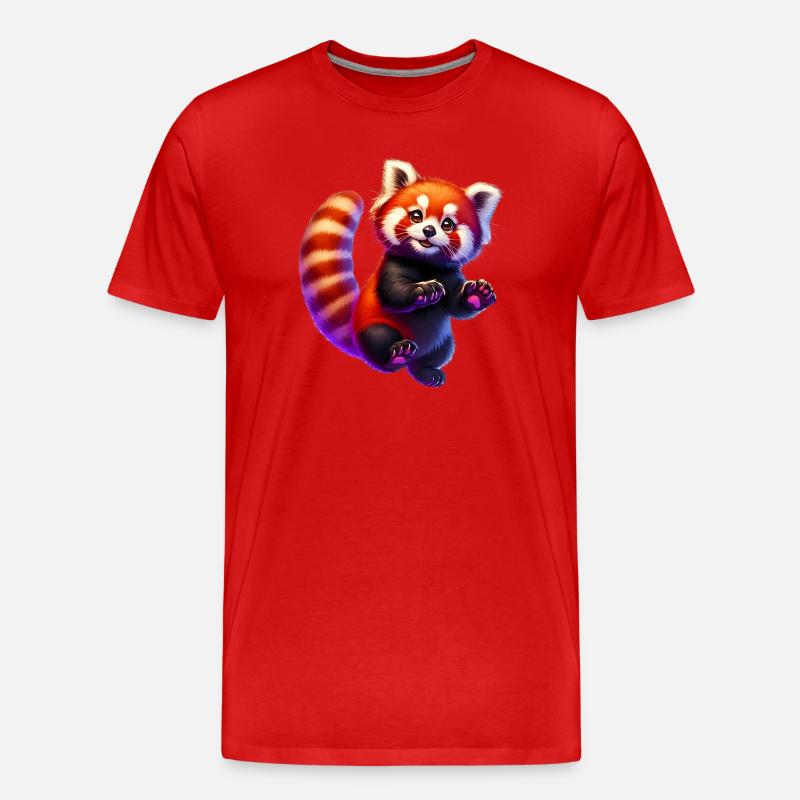 Kleiner Panda - Männer Premium Bio T-Shirt - Rot