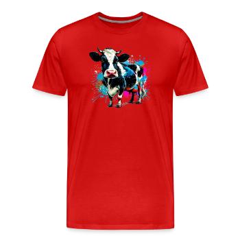 Kuh - Männer Premium Bio T-Shirt - Rot - Vorne - Damien (186cm)