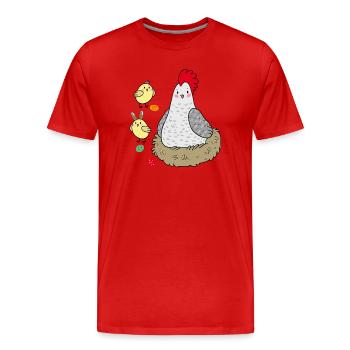 Poulet dans le nid Pâques - T-shirt bio Premium Homme - rouge - Devant - Damien (186cm)