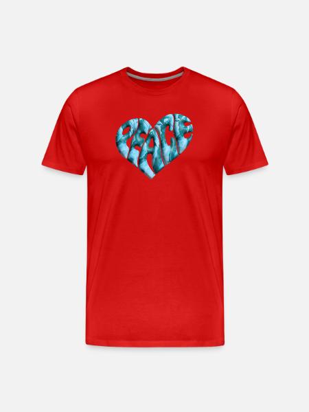Peace Heart 3d Marbled - Men's Premium Organic T-Shirt - red