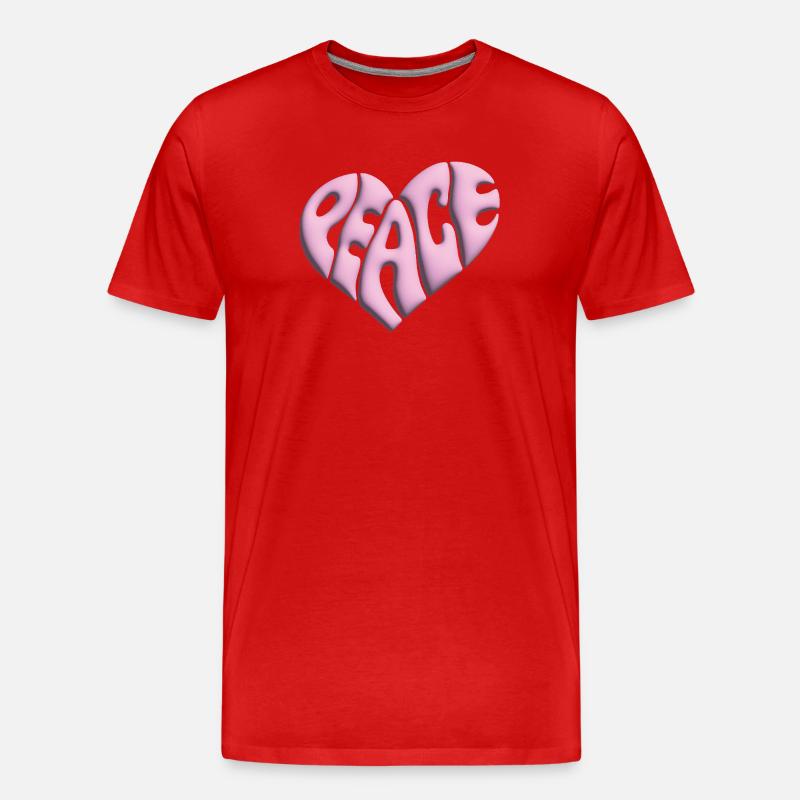 Peace Herz 3d pink - Männer Premium Bio T-Shirt - Rot