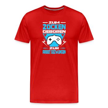 Gamer Geschenke Gaming Outfits Zocken Videospiele - Männer Premium Bio T-Shirt - Rot - Vorne - Damien (186cm)
