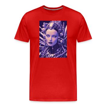 BioCyber Königin: Metallporträt - Männer Premium Bio T-Shirt - Rot - Vorne - Damien (186cm)