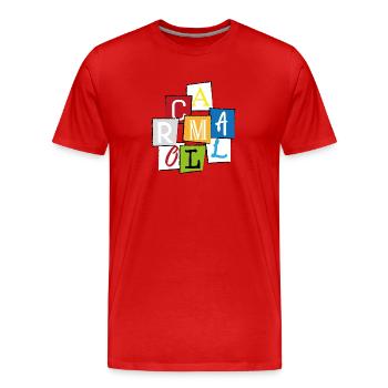 Mallorca "MLLRC" Bunte Buchstaben Collage Design - Männer Premium Bio T-Shirt - Rot - Vorne - Damien (186cm)