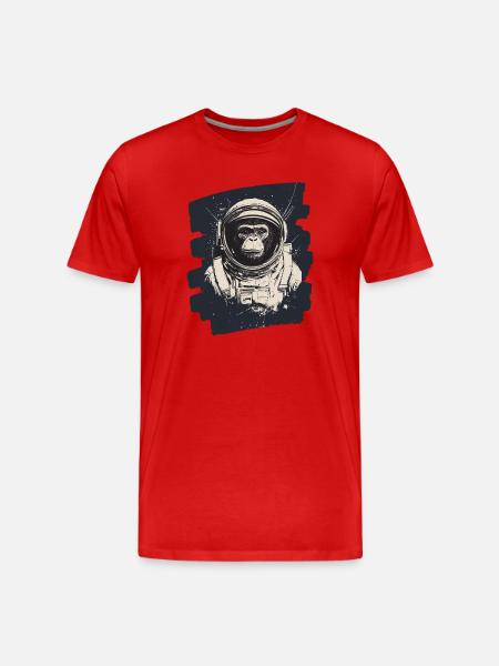 Monkey Astronaut - Men's Premium Organic T-Shirt - red