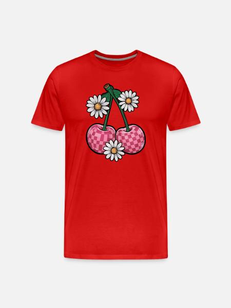 Charming Cherry and Daisy - Men's Premium Organic T-Shirt - red