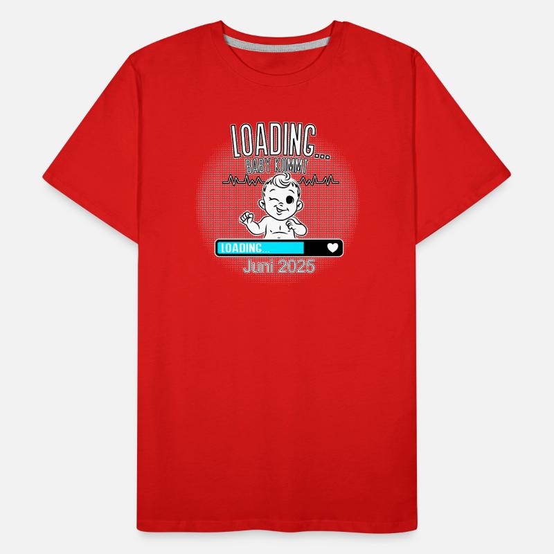 Loading Baby kommt Juni 2025 Schwangerschaft Männer Premium Bio T-Shirt