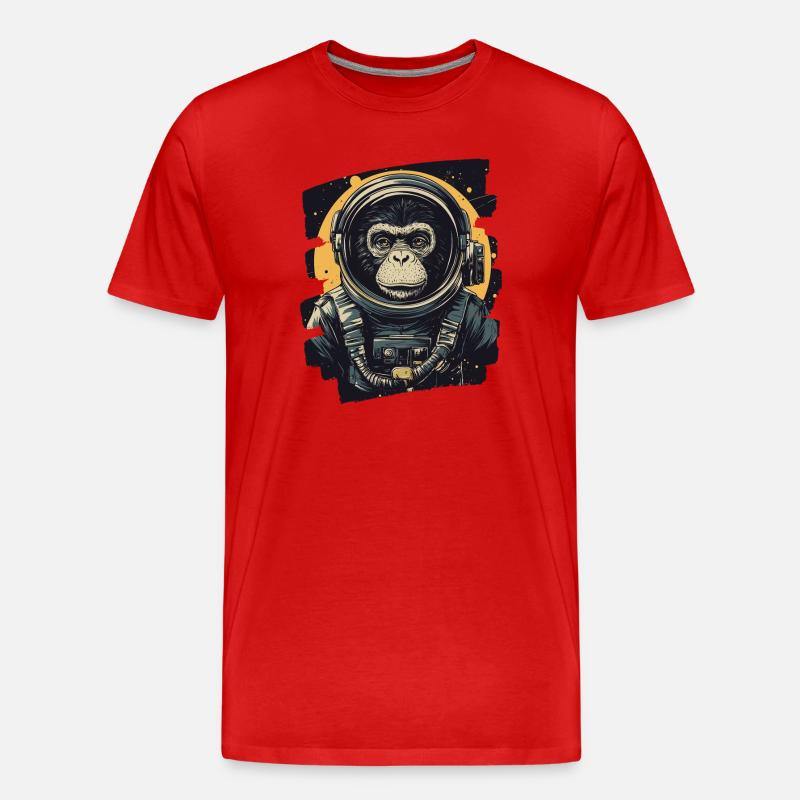 Affe Astronaut - Männer Premium Bio T-Shirt - Rot