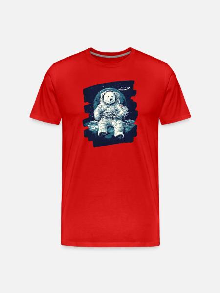 Eisbär Astronaut - Männer Premium Bio T-Shirt - Rot