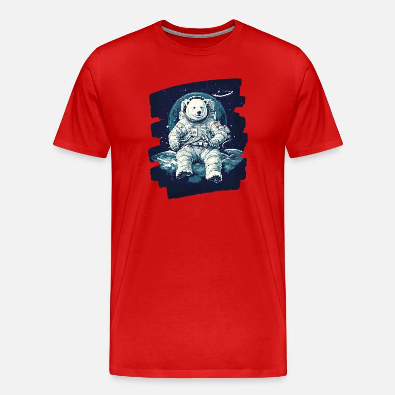 Eisbär Astronaut - Männer Premium Bio T-Shirt - Rot