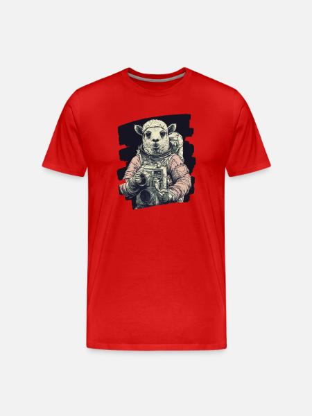 Lama Astronaut - Men's Premium Organic T-Shirt - red