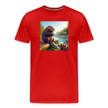 Pause-café castor - T-shirt bio Premium Homme - rouge - Devant - Damien (186cm)
