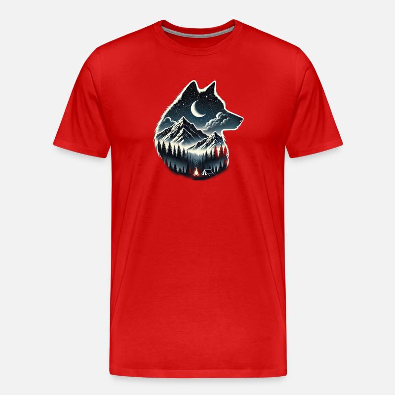 Wolf - Männer Premium Bio T-Shirt - Rot