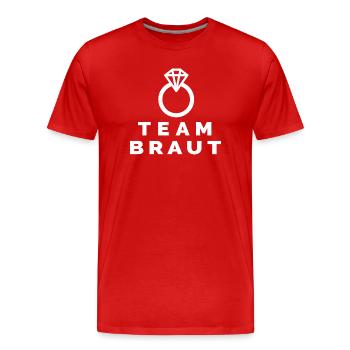 Team Braut - Junggesellinnen Bachelorette Symbol - Männer Premium Bio T-Shirt - Rot - Vorne - Damien (186cm)