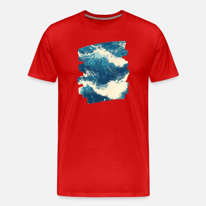 Wellen und Meer - Männer Premium Bio T-Shirt - Rot