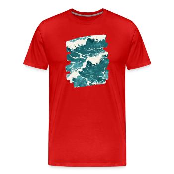 Wellen und Meer - Männer Premium Bio T-Shirt - Rot - Vorne - Damien (186cm)